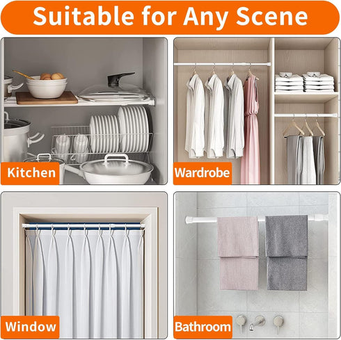53-100 Inch 1PCS Tension Rods Room Divider, Premium Adjustable Curtain Tension Rod, Large Curtain Rod, No Drilling