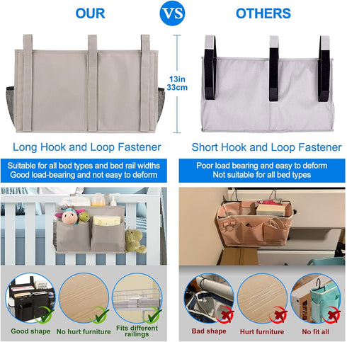 Surblue Bedside Caddy Hanging Organizer Bag, Pocket for Bunk and Hospital Beds, College Dorm Rooms, 8 Pockets (Large,