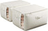 Large Canvas Clothes Storage Bags, 2 Pack, Foldable Cotton Linen Organizer with Thick Handles and Clear Window, Beige
