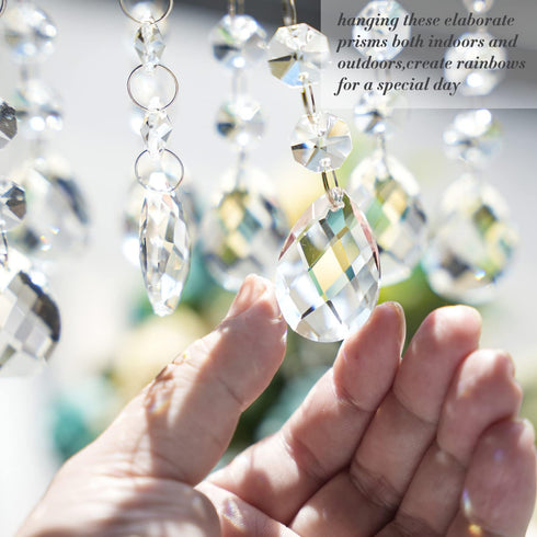 20pcs 38mm Clear Grid Chandelier Crystal Pendants,Crystals Beads for Chandeliers,Hanging Crystals for Windows Wedding