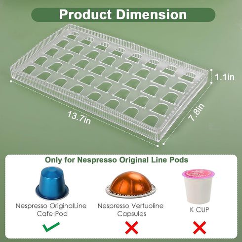 Coffee Pod Holder Drawer, Nespresso Coffee Pods Storage Organizer for Capsules, Clear Drawer Design