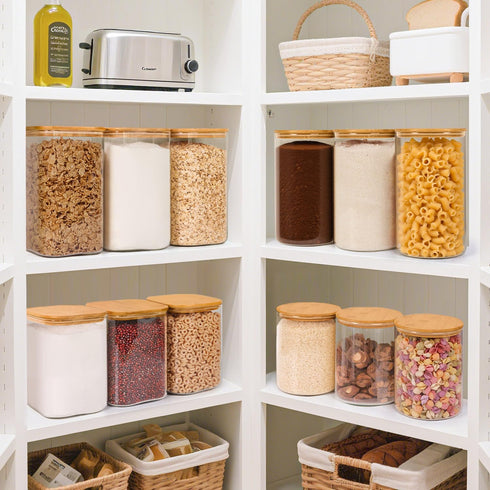 3.6 Set 2, ComSaf Qt Glass Food Storage Containers of Large Storage Containers with Lids, Square Glass Jars with Lids