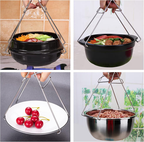 Asian Kitchen Stainless Steel Folding Hot Dish Plate Clip Retriever Tongs