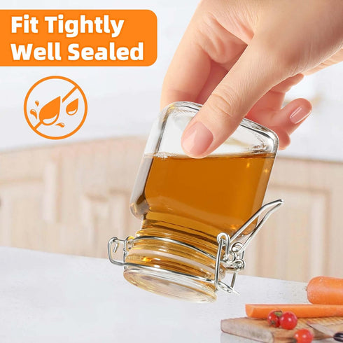 20 Pack 4 oz 4oz SKOCHE Spice Jars Small Glass Jars with Airtight Hinged Lids, Spice Herb Jars with Labels and Silicone