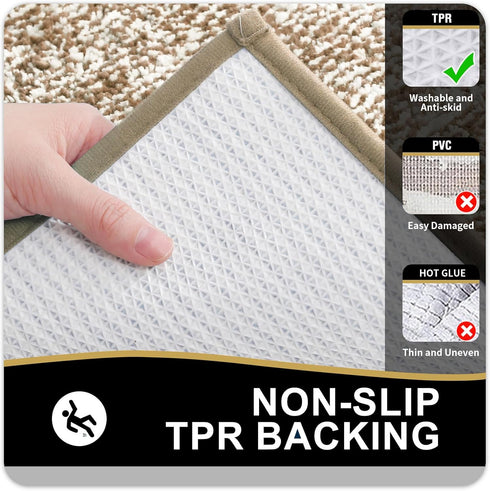 OLANLY Bathroom Rugs 36x24, Extra Soft Microfiber Bath Mat, Non-Slip, Quick Dry Shaggy Carpet, Tan
