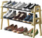 TIFFLOI 2-Tier Stackable Bamboo Shoe Rack, Free Standing Shoe Storage Organizer for Entryway,