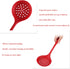 Silicone Skimmer Spoon Set 2, Non-Stick Cooking Slotted Strainer with Long Handle, Red and Black Kitchen Ladle
