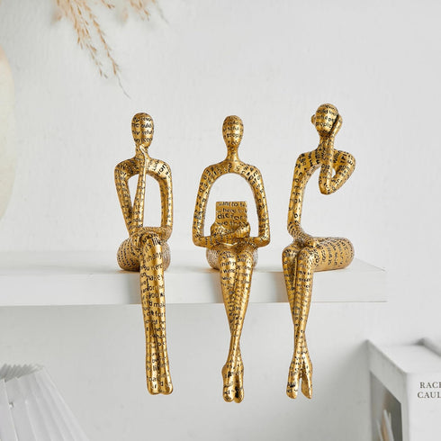 Octdays Gold Decor Thinker Statue, Abstract Art Sculpture Coffee Table & Bookshelf Decor Accents, Modern Living Room