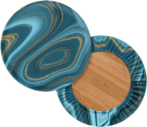 gearider 4 Bar Stool Chair Cover, Blue Marble Pattern Super Comfy & Washable Round Stool Bench Cushion Slipcover