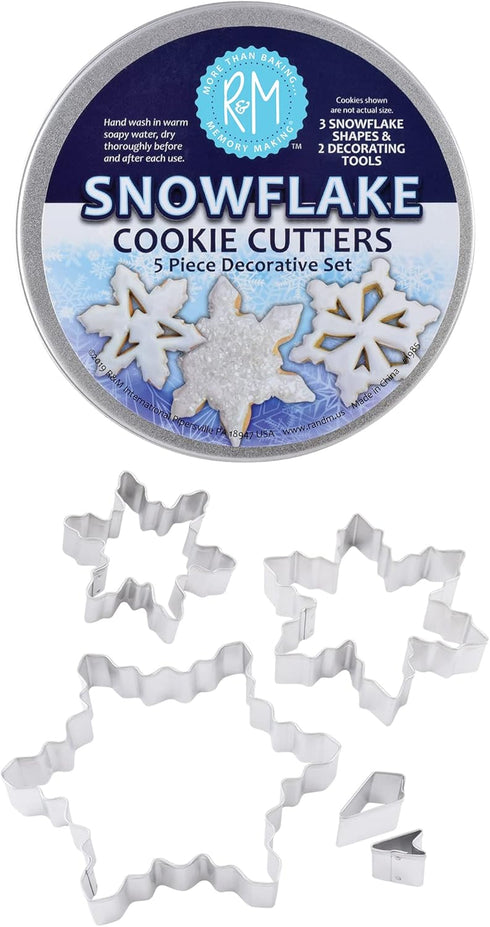 R&M International Snowflake Cookie Cutters, Assorted Designs, 5-Piece Set