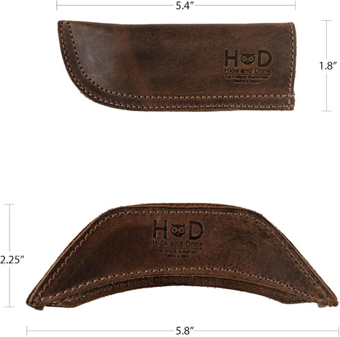 Hide & Drink Rustic Leather Hot Handle Holders, Set of 2 for Cast Iron Skillets & Pans (Bourbon Brown)
