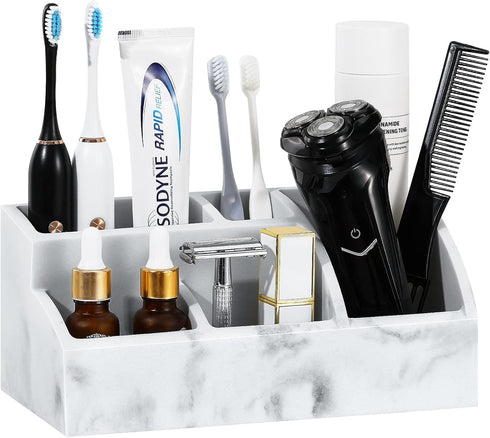 Luxspire Electric Toothbrush Holders, Bathroom Organizer Countertop Caddy 5 Slots Resin Large