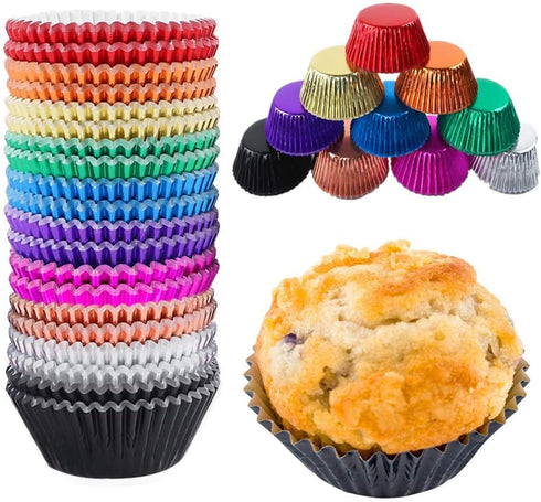 Foil Cupcake Liners, Standard Size Rainbow Baking Cups, 500 Pieces for Weddings, Birthdays, Baby Showers