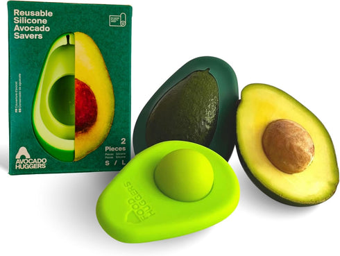 Food Huggers 2pc Silicone Avocado Huggers, Reusable Savers with Pit Storage, Large & Small, BPA Free