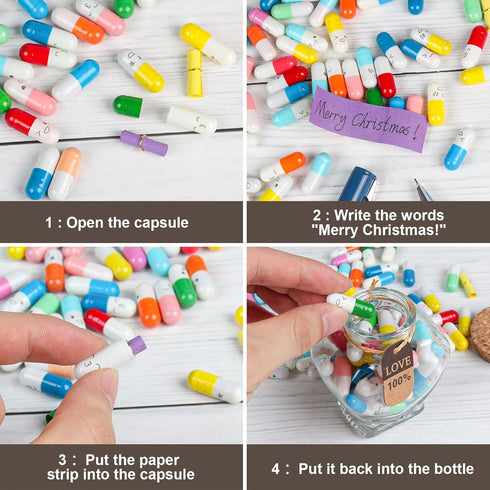 Capsule Letters Message in a Bottle, Long Distance Relationship Gifts for Boyfriend or Girlfriend, 50PCS Mixed Color