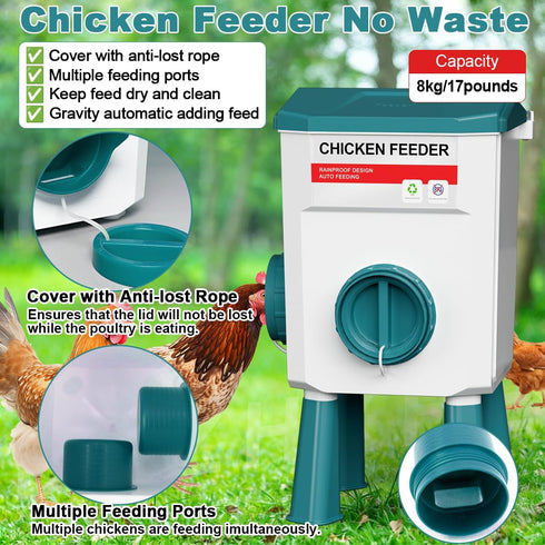Set, 1.9 Gallon/17.7 Chicken Feeder and Waterer Pounds, Automatic Chicken Feeders and Chicken Waterer, Detachable