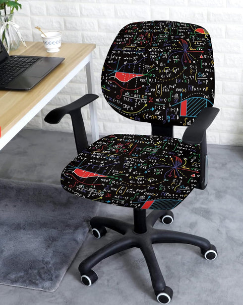 Office Chair Cover Education Protective Stretchable Universal Computer Chair Covers Math Formula Doodle Stretch Rotating Chair Slipcover