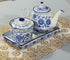 123Arts Flower Relief Ceramic Sugar Bowl, Spice Jar with Lid and Spoon, Seasoning Jar