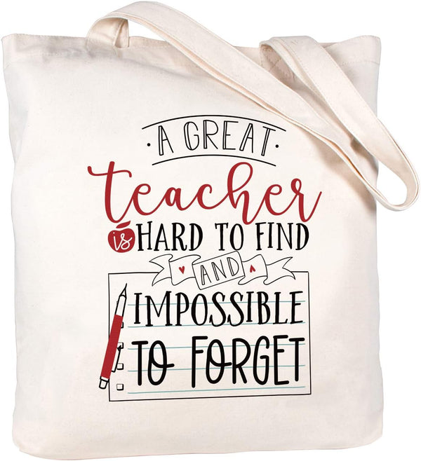 CARAKNOTS Teacher Gifts - Cotton Canvas Tote Bag for Teacher Appreciation, Valentines Day, Graduation, with Pocket