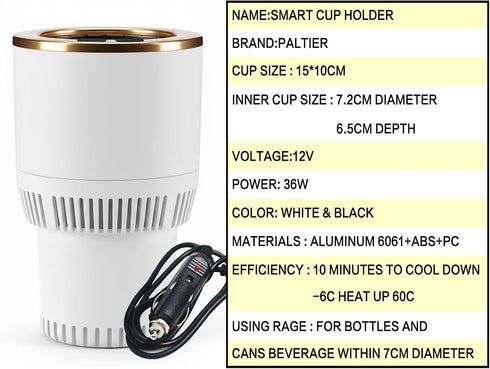 Smart Car Cup Holder Heater & Cooler - Keep Your Drinks Just Right