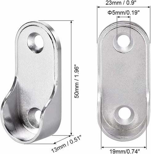 10Pcs Zinc Alloy Oval Closet Rod End Supports, Fit Oval Rod 18 x 35 mm