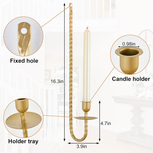 Generic Set 4,Taper Gold Wall Candle Sconces of Wall Candle Holder Modern Wall Mount Candle Holders for Living Room