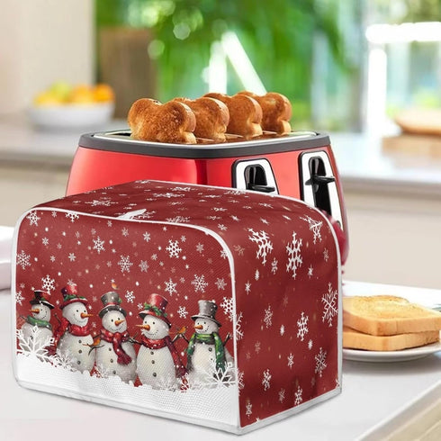 Snowman Toaster Cover, Bread Maker Kitchen Small Appliance Dust Covers for Christmas Decor, Universal Size