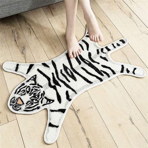 Tiger Print Rug, Cartoon Cute Faux Area Rugs, Fluffy Animal Print Mat for Kids Playroom Home Decor (2.6x1.8Ft)