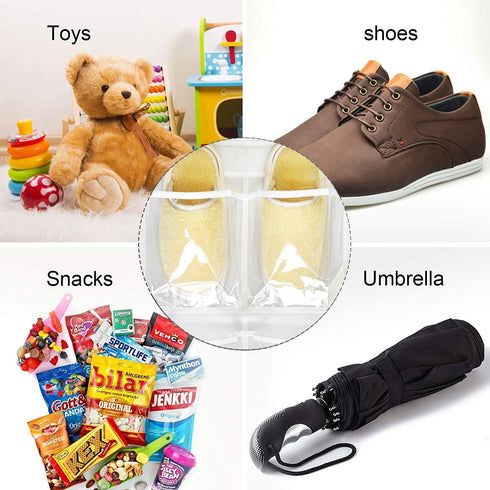 2 Pack 6 Clear Crystal Pockets Large Hanging Shoe Organizer: Over The Door Rack with 4 Hooks, White (30'' x 13.8'')