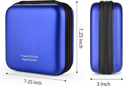 alavisxf xx CD Case, 48 Capacity EVA Protective Blu-ray DVD Case Holder, Portable Zipper Disc Storage Organizer Bag