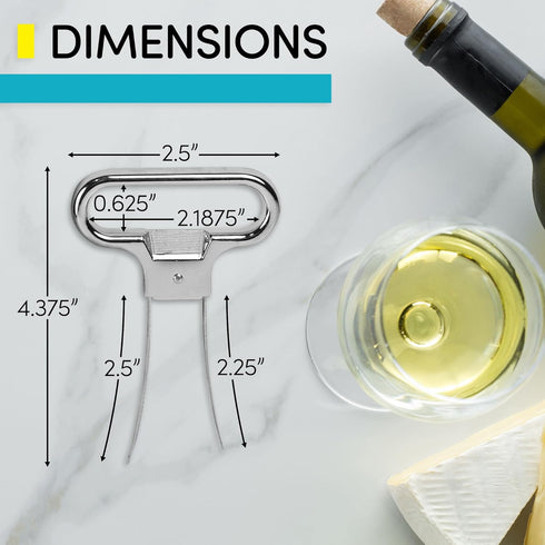 Ah So Wine Opener - Two Prong Cork Puller with 2 Wine Stoppers for Wine Bottles - Stainless Steel Ideal for Removing