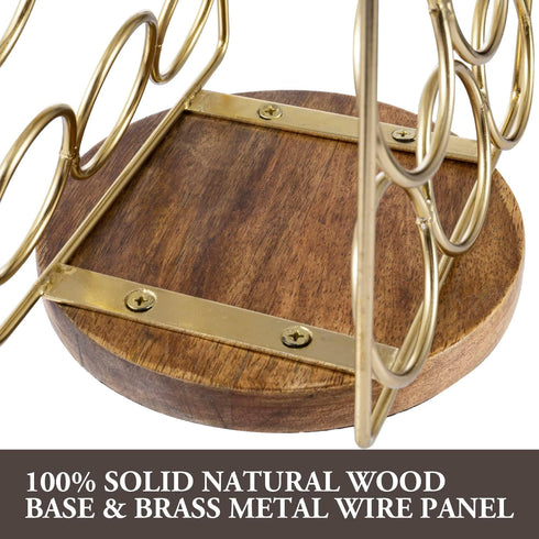 MyGift Modern Brass Tone Plated Metal and Brown Mango Wood Coffee Pod Holder Stand, Handcrafted in India