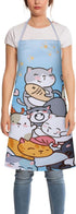 RosieLily Cat Apron for Women Cute Apron Anime Apron Funny Apron Kitchen Apron for Cooking Baking Gardening Grilling BBQ Kawaii Apron for Teens Blue Apron Cat Lover Gifts for Women