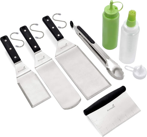 Metal Spatula Set - Griddle Accessories Kit for BBQ Grill, Flat Spatula, Hamburger Turner, Commercial Grade