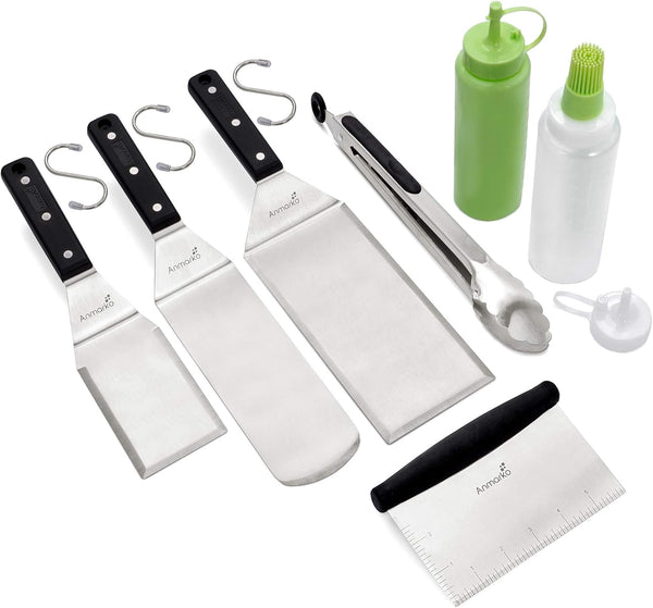 Metal Spatula Set - Griddle Accessories Kit for BBQ Grill, Flat Spatula, Hamburger Turner, Commercial Grade