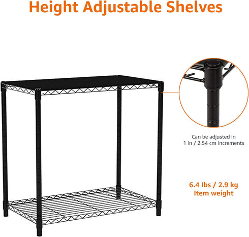 2-Shelf 13.3" 23.2" 22.2" Amazon Basics Stackable Storage, D x W x H, Black