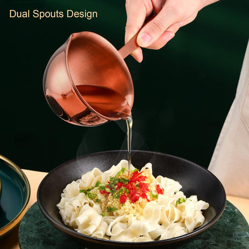 Stainless Steel Butter Warmer, 6.7oz / 200ml Mini Milk Pot with Pour Spouts for Boiling Milk and Sauces (Rose Gold)