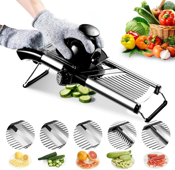 Mandoline Food Slicer, Adjustable Mandoline Slicer for Kitchen, Stainless Steel Mandolin Vegetable