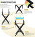 31" 250lb OmySalon Director's Chair Height Folding Portable w/Storage Pouch & Footrest, Makeup Artist Chair for Salon