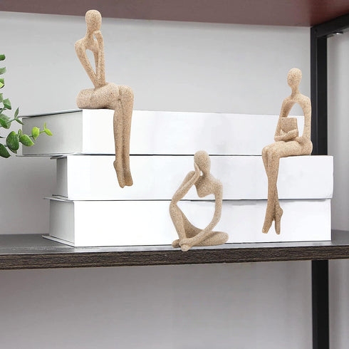 Set 3 Gold Home Decor Thinker Statue Accents, of Thinker Sculptures Office Decor Modern Abstract Resin Decoration on