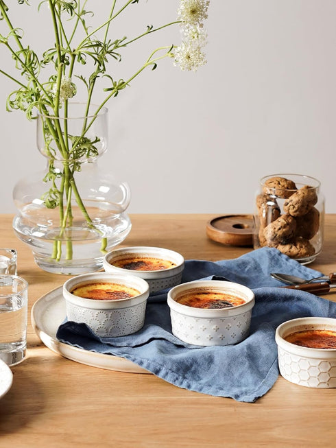 LE TAUCI Ramekins 4 oz, Ceramic Baking Dishes for Creme Brulee, Lava Cake, Pudding, Set of 4