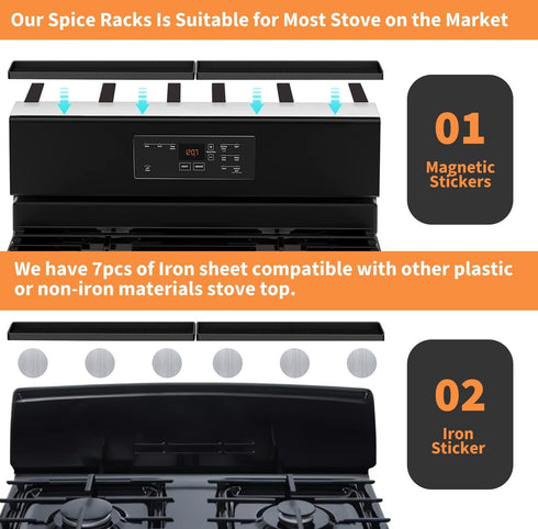 30 Inch 2 Silicone Magnetic Stove Top Shelf, Kitchen Shelf Over Stove Spice Rack Apartment Must Haves Kitchen Gadgets