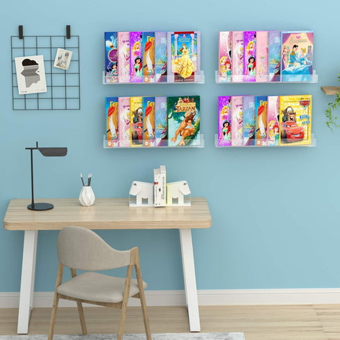 24 inch,Kids Shelf,50% NIUBEE Acrylic Invisible Floating Bookshelf Clear Wall Bookshelves Display Book Thicker