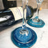 Yougoals Blue Agate Coasters 4"-3.5", Brazilian Geode Coasters with Gold Rim, Natural Gem Stone Cup Mat (1PK)