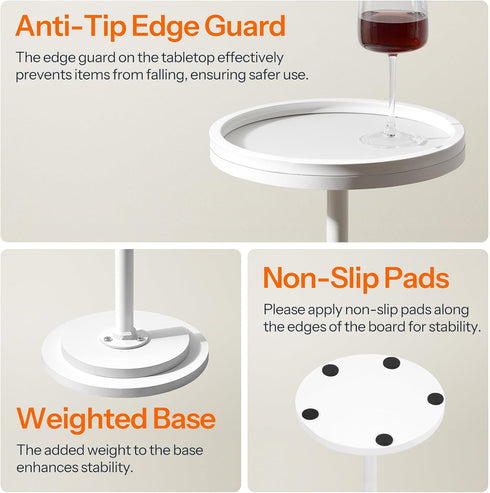 WW168BZ01 HOOBRO Small Round Side Table, Drink Table, Coffee Martini Table with Pedestal Accent for Small Spaces