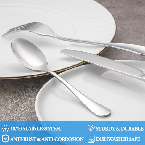 Dinner Spoon Set, 16 Pcs 7.3" Tablespoons, Premium Food Grade 18/10 Stainless Steel, Durable Metal Spoons, Mirror