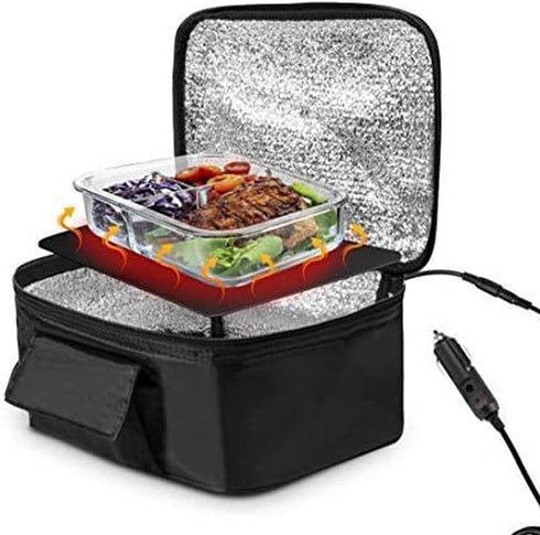 Portable Mini Car Microwave 12V Electric Oven - Fast Heating Picnic Box for Travel Camping Food Cooking, Black