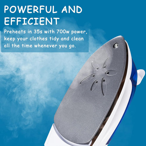 Portable Travel Irons, Handheld Steam Irons for Clothes, Mini Iron Non-Stick Sole Plate, Fast Heated Detachable Water
