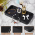 ALELION 8" Black Bathroom Vanity Tray, Wood Organizer for Dresser Tops, Soap Dispenser, Jewelry Catchall