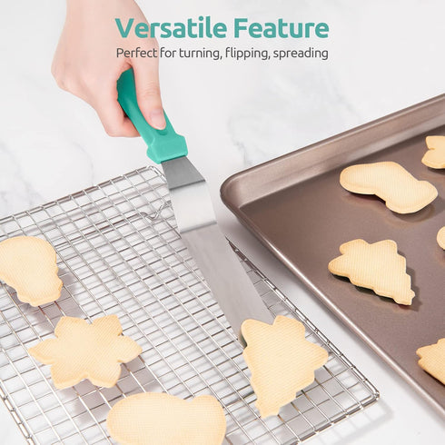 U-Taste Icing Spatula Set with 6", 8", 10" Blade, 18/0 Stainless Steel Angled Cake Decorating Spatula Set of 3